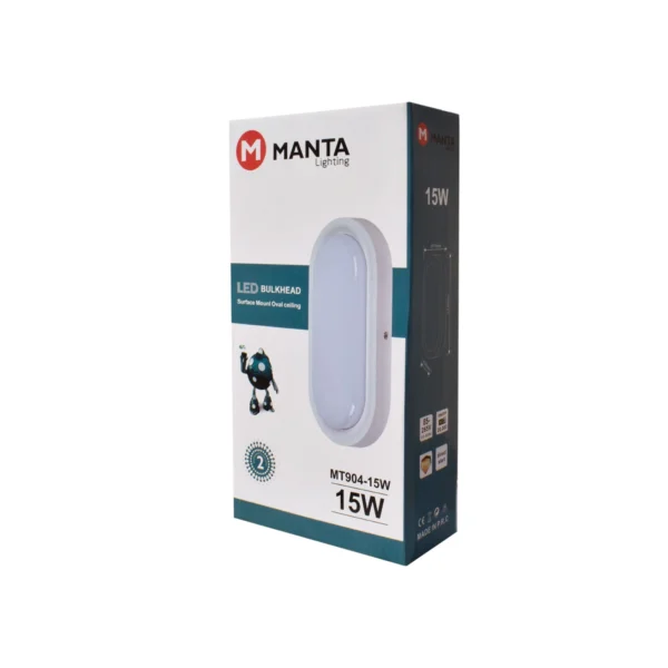 براكيت مطري اطار ابيض MANTA 904-15W WH 4200K