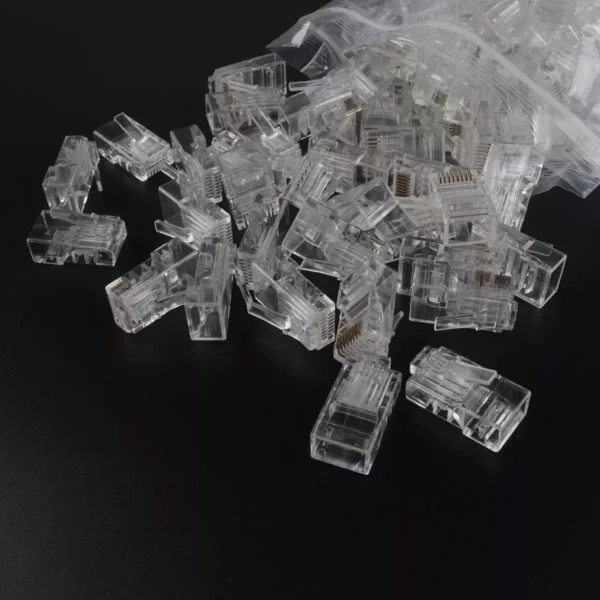 فيشة انترنت كلبس مسلح فضي /SFTP CAT5 - 100pcs