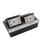 ⁦سوكت ارضي معدني ستيل دبل مستطيل 1+1 SR SLVER UNIVERSAL (13+16)*2 AMPER⁩ - الصورة ⁦2⁩