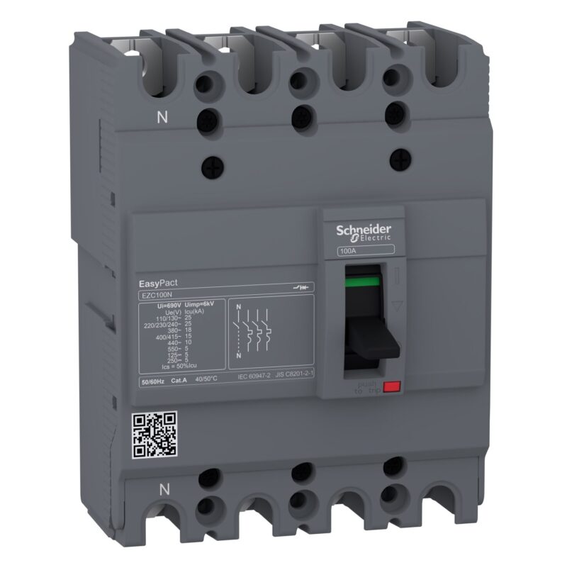 ⁦قاطع هوائي شنايدر EZC100N4100 Easy Packt 4P 100A 15KA schneider⁩ - الصورة ⁦1⁩