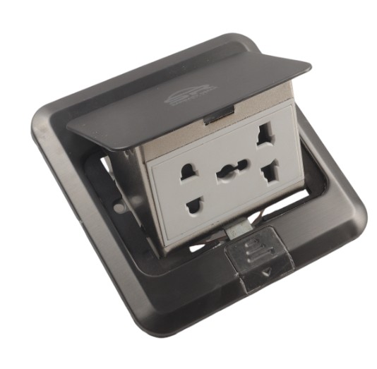 سوكت ارضي معدني ستيل مفرد مربع 1 SR SLVER UNIVERSAL 13+16 AMPER