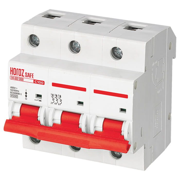 منجر ثلاثي هوروز HOROZ 114 002 3100 B 4.5KA MCB 3*100AMP