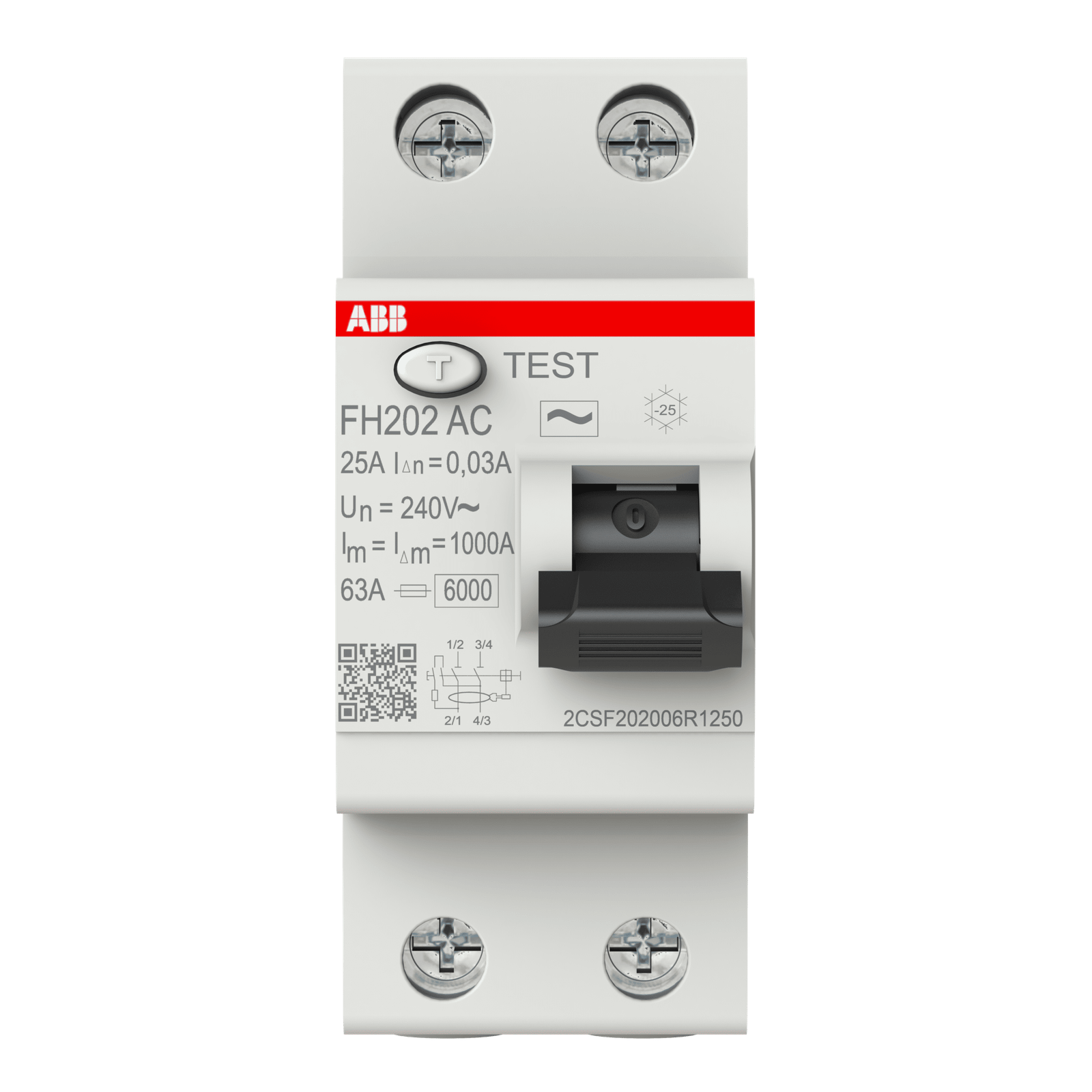 ABB FH202 AC-25/0.03 ايرث لكج ثنائي بشري 2*25 امبير ABB FH202 25A 0.03